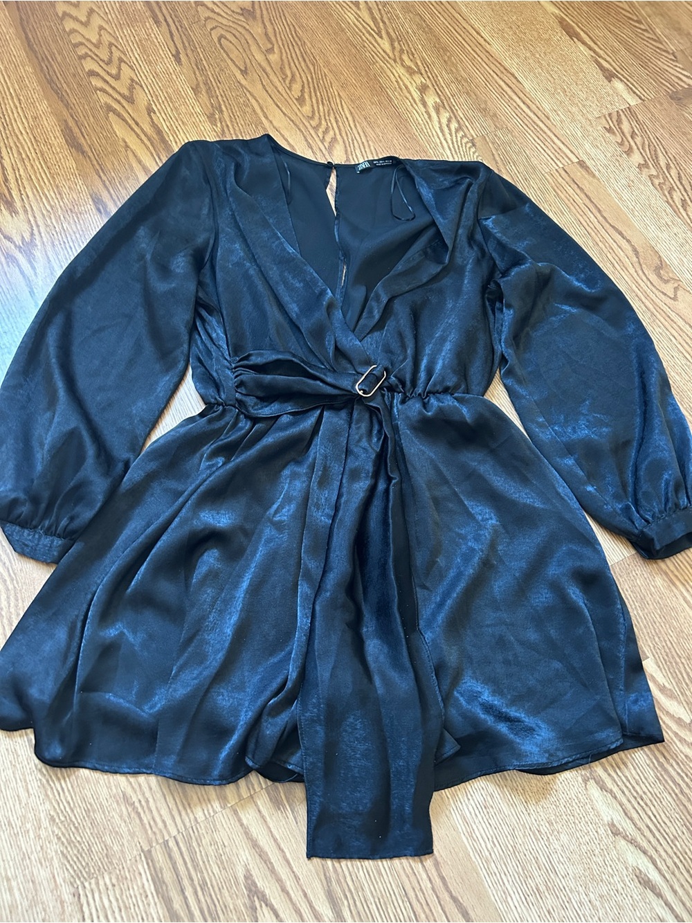 ZARA Black Satin belted romper